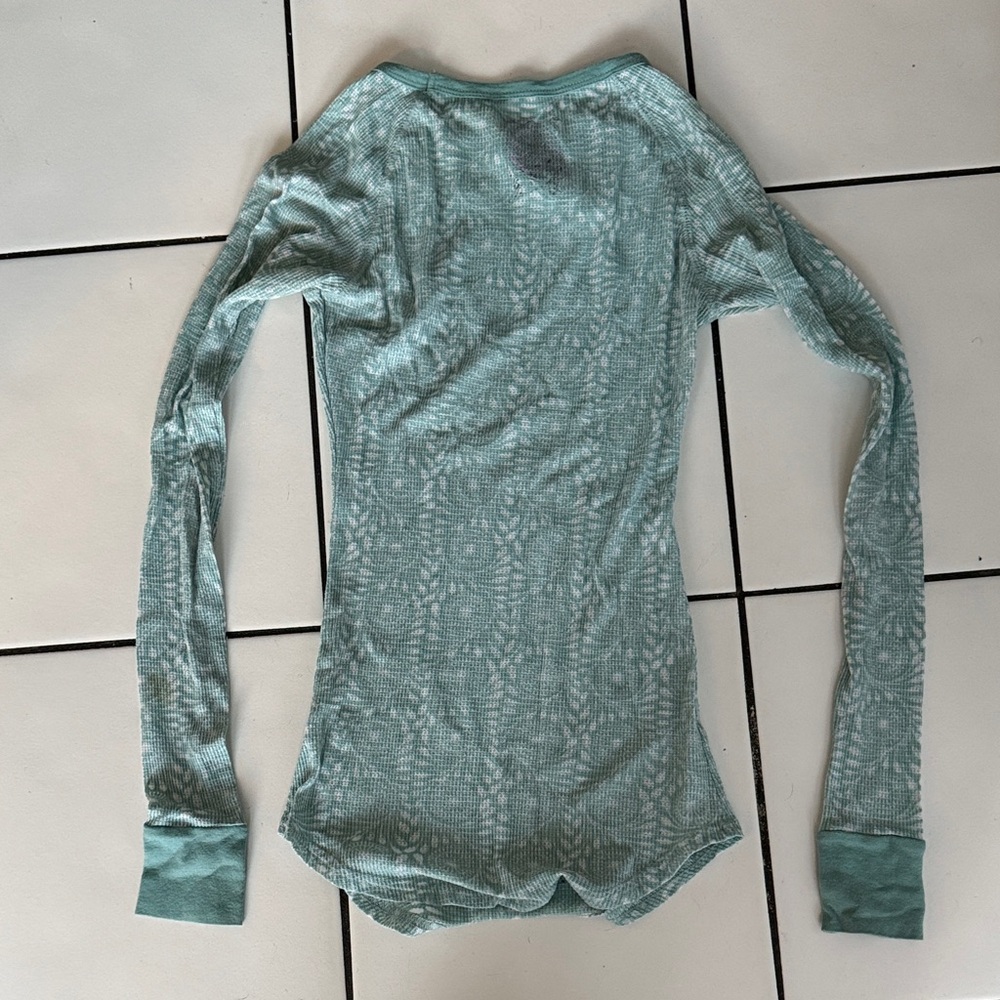 Free People Seafoam Patterned Long Sleeve Top